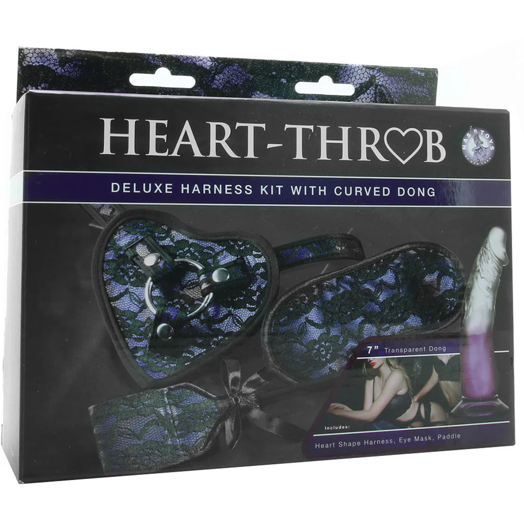 Heart-Throb Deluxe Harness Kit & Curved Dildo in Purple